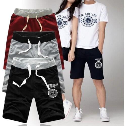 Comfortable Middle Waist Summer Women Men Casual Cotton Blended Beach Shorts Five Sub Pants Waistband Elasticized Cuffs