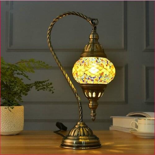 Mediterranean Style Art Deco Desk Lamp Turkish Mosaic Table Lamp Handcrafted Mosaic Glass Romantic Bed Light Decoration Bedroom