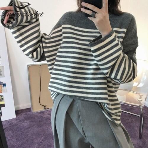 Women Autumn Winter New Fashion Striped Soft Sweater Female Thick Warm ELegant Loose Casual Pullovers Ladies Brand Tops ML518