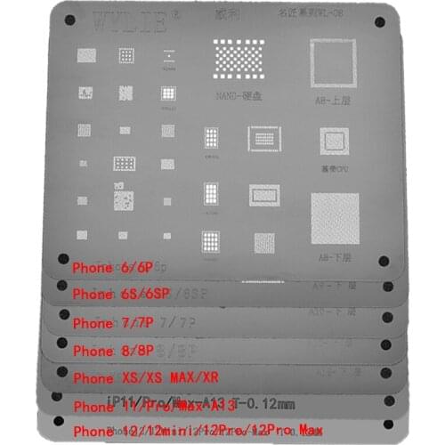 WL BGA Reballing Stencil CPU RAM Power Wifi IC Plant Tin Net for iPhone 6 7 8 plus x xs max 11 Pro Max 12 12MINI 12PRO