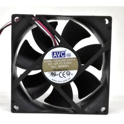 AVC DS08025B12H 8cm 8025 12V 0.3A three-wire computer CPU chassis computer silent heat dissipation fan