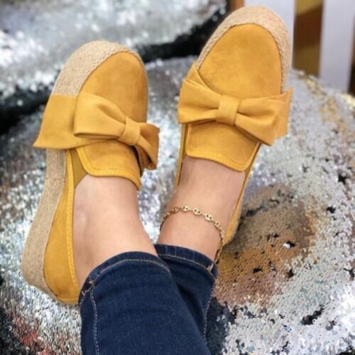 Spring Womens Flat Shoes 2020 New Loafers Ladies Casual Canvas Shoes Bow Thick Bottom Lazy Loafers Women Canvas Shoes Women