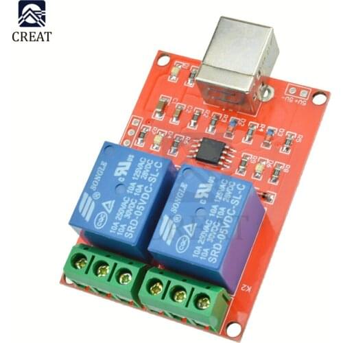 USB Relay 2 Channel Programmable Computer Control Power Supply Module For Smart Home Controller Board DC 5V 250V 10A