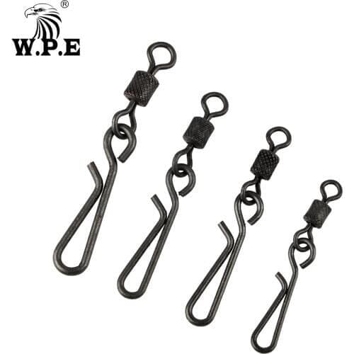 W.P.E 30pcs/set Fishing Swivel 1#-4# Interlock Pin Snap Fishing Connector Rolling Swivel Fishhook Fishing Accessories Tackle