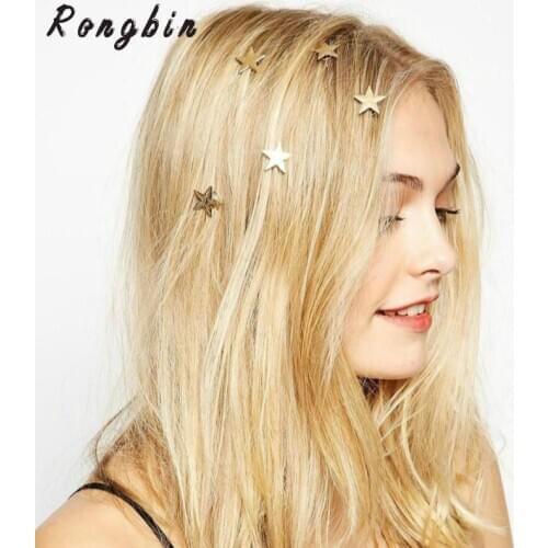 2017 New Brand Hairpin Gold Star Hair Pin Fine Jewelry Hairgrips Hair Clip For Women Girls Head Accessories Wedding