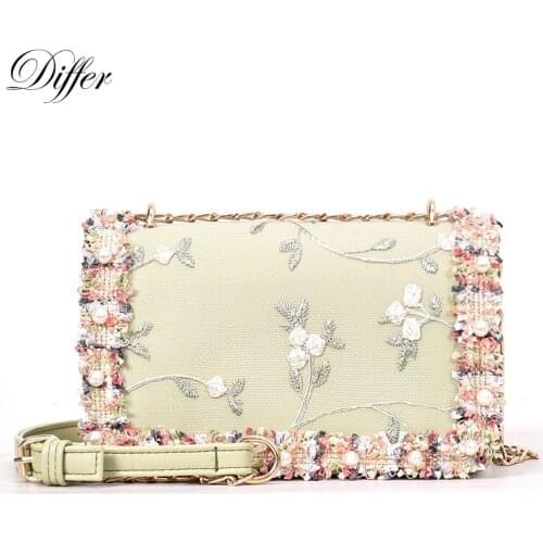 Flower Lace Chain Handbag Women Crossbody Bag 2021 Fashion Trend Shoulder Bag Sweet Korean Style Purse Small Top Handle Bag Tote