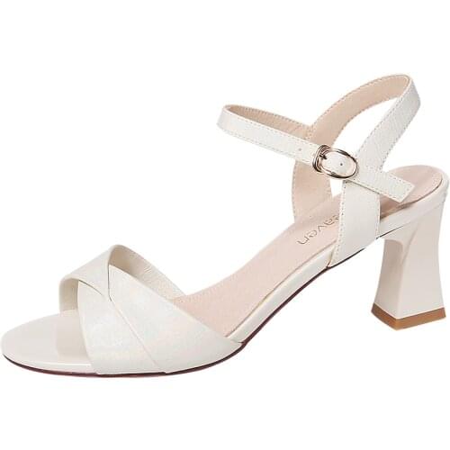 Woman Shoes Guciheaven Newopen-Toed Thick Heel High-Heeled Sandals For Summer One-Line Buckle Solid Color Waterproof Platform