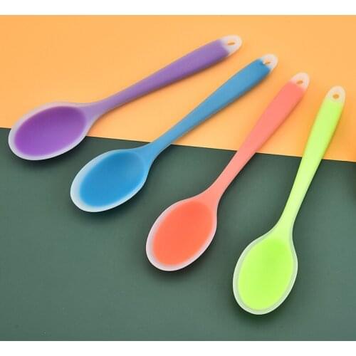 1PC Colorful Silicone Spoon Tableware Heat Resistant Easy To Clean Non-stick Rice Spoons Cooking Kitchen Tools Kitchenware Spoon