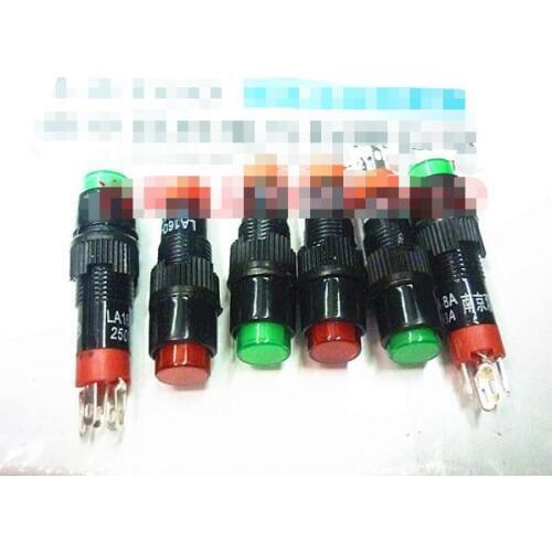 10pcs Lamp DC24V 12V 5 Pins Red Green 8mm 3A 250V Maintained Momentary Spring Return 1NO+1NC illuminated Push Button Switches