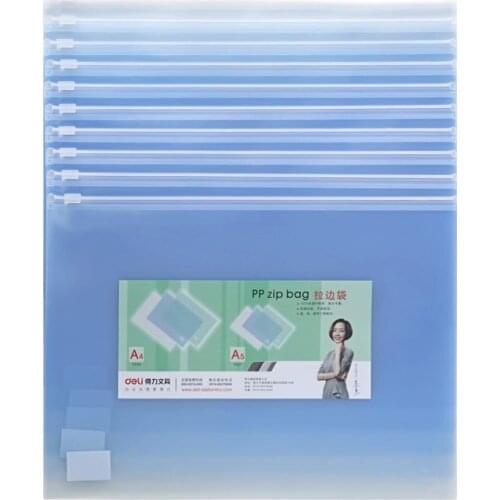 10pcs Deli zipper bag 5588 transparent PP file bag Deli office stationery file bag wholesale