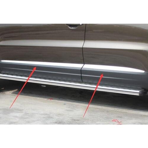 2010-2016 for vw Tiguan Chrome Car Body Scuff Strip Side Door Molding Streamer Cover Trim Protector Car Accessories 4pcs