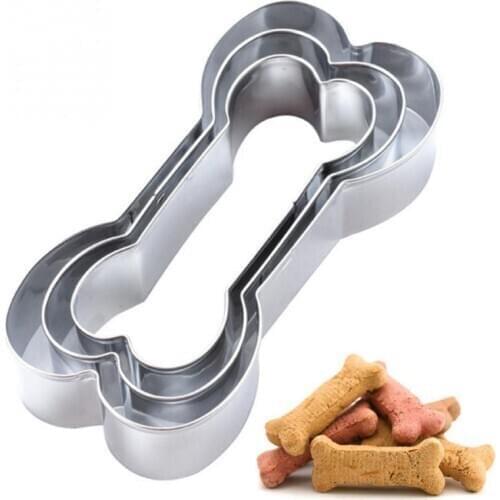3pcs Bakeware Cookie Tools Dog Bone Shape Cookie Cutter Metal Biscuit Pastry Cake Baking Jelly Mould Kitchen Tools
