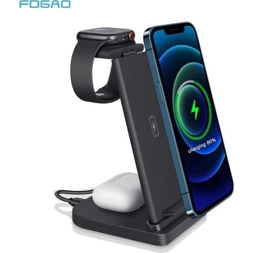 3 in 1 Wireless Charger Station For iPhone 12 11 XS XR X 8 AirPods Pro Apple Watch 2/3/4/5/SE/6 15W Wireless Fast Charging Stand