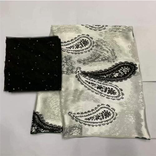 5+2 Yards/set )Rotten Flower Suit African soft silk fabric for on the material with swiss voile lace tissu! LXF41115