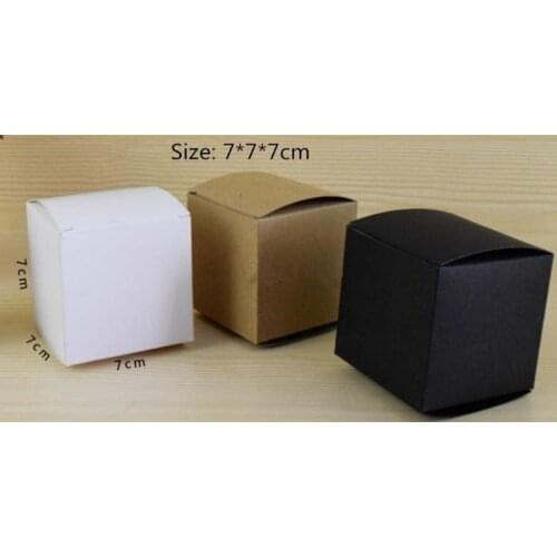50pcs/lot-7*7*7cm Blank White Black Kraft Gift Box For Cosmetic Bottle Jar Craft Gift Handmade Soap Candle Storage valve tubes