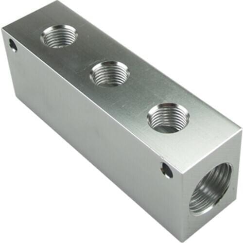 1/4" 1/2" BSP Female 27x36mm Aluminium Pneumatic Manifold Splitter Block Quick Connector Distributor Air Compressor Fitting