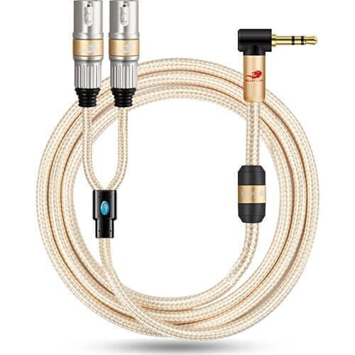 Aux Jack 3.5mm to 2 x XLR 3Pin Male Audio Cable for PC Phone Laptop Mixer Amplifier Home Sound System Y Splitter Shielded Cords