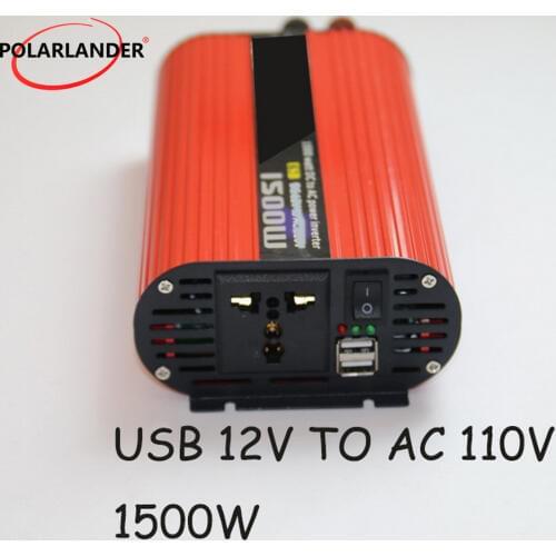 Polarlander 1500W Power Inverter Car Vehicle USB DC 12V/24V to AC 110V/220V Power Inverter Adapter Converter