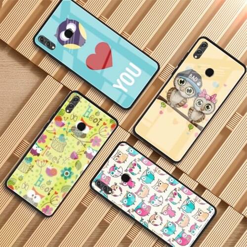 Lovely owl Tempered Glass Phone Case For Huawei P20 P30 pro P40 lite Mate 20 30 pro 30 lite