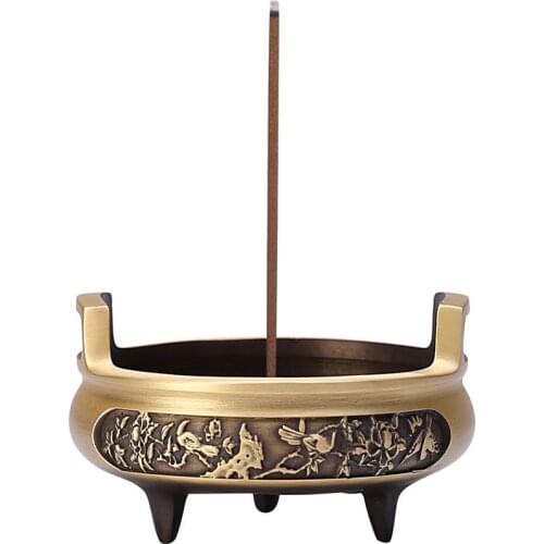 Pure Copper Incense Burner Cute Tea Table Office Living Room Chinese Mini Line Incense Holder Buddhist Supplies Home Decor