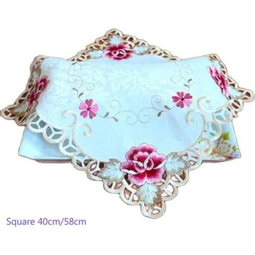Elegant satin embroidery table place mat cloth lace pad cup mug tea coffee coaster drink placemat wedding doilies dining kitchen