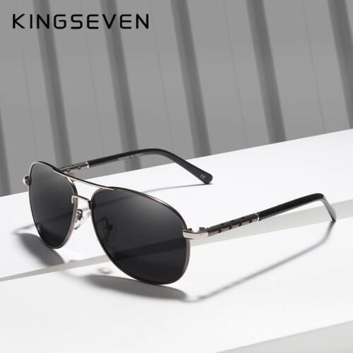 KINGSEVEN Brand Design Pilot Sunglasses Men Polarized Driving Sunglasses UV400 Hollow Design Frame Eyewear Gafas De Sol N7371