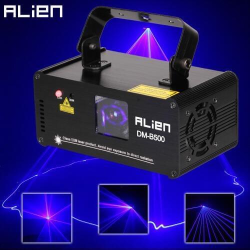ALIEN DMX512 500mW Blue DJ Laser Projector Scanner Stage Lighting Effect Disco Party Bar Home Xmas Remote Light Show Lights