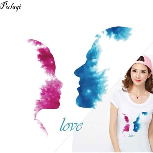 Pulaqi Fashion Girl Stickers Stripes On Clothes Iron On Patches For Clothing Heat Transfers LOVE Appliques Pacthes Stickers H