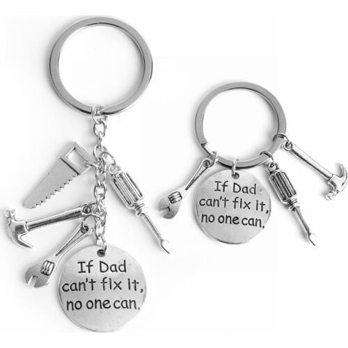 Men Keychain If dad can't fix it ,no one can Saw wrench hammer Pendants Key Ring Creative Trinket Jewelry Father Gift