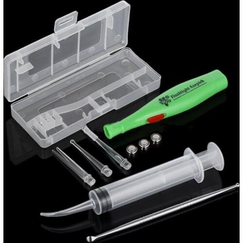 1Set Tonsil Stone Remover Tools Kit Ear Wax Remover LED Light With 3 Tips Earpick 12cc Irrigator Syringe Oral Clean Care Tool