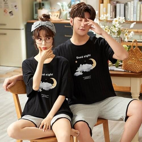 2021 New Summer Cotton Pajamas Set Female Pyjamas Womens Sleep&Lounge Pijama Mujer Homewear 3XL Couple Night Suits Home Fashion