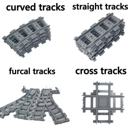 NEW City Trains Flexible Tracks Soft Straight Curved Rails Switch Building Block Creative Models Tailways Toys For Kids Gifts