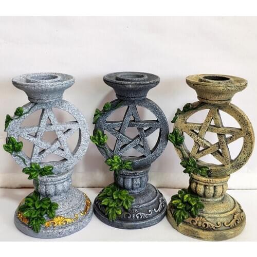 Altar Candlestick Ceremony Candle Holder set Witchcraft Props Table Decoration Goddesses Kore Pentagram Candelabrum Religion