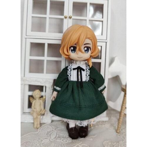 Simple Solid Color Lace Dress 16cm BJD Ob11 Doll Clothes 1/12 Doll House GSC YMY P9 Universal Clothes Accessory