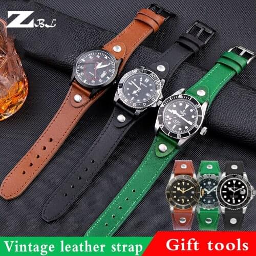 Genuine Leather Watchband 20mm 22mm strap With mat for fossil CH2891 and for Rolex watch band handmade mens leather bracelet