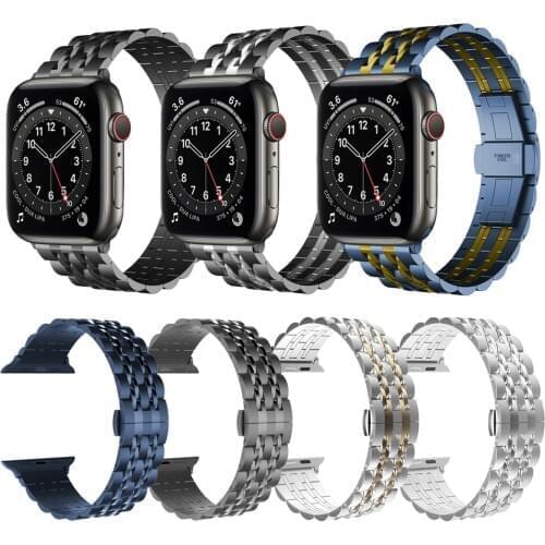 Business Metal Stainless Steel Strap For Apple Watch Band Series 6 SE 5 4 44mm 40mm Watchband for iWatch 42mm 38mm Link Bracelet
