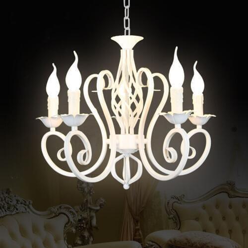 Christmas European Fashion Vintage Chandelier Ceiling lamp 6 Candle Lights Lighting Fixtures Iron Black/White Home Lighting E14