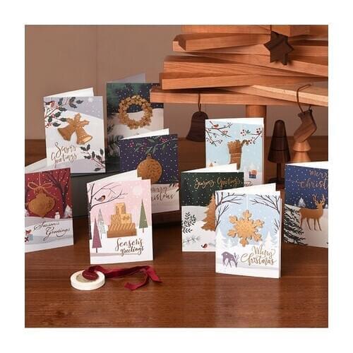 2021 New Arrival Gold Stamping Ornament Christmas Card 3D handmade Seasons Greeting Invitation Card Business Gift