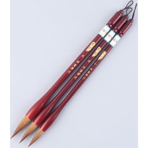 Solid wood Rod Wolf hair brush high-grade elastic fine hair-free large, medium and small block Chinese painting calligraphy