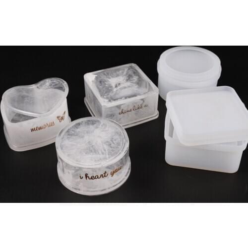 Silicone Mold Epoxy Resin Molds with Cover Heart Round Crystal Epoxy Mold Dried Flower Resin Decor Craft Jewelry Storage Box