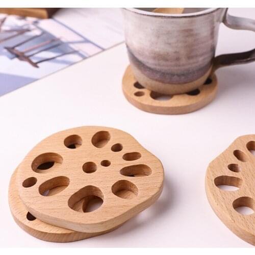 Thick Wooden coaster Lotus Root Hollow Anti-scalding Insulation Pad Table Drink Mat Tea Coffee Cup Pad Bowl Mats Tableware Decor