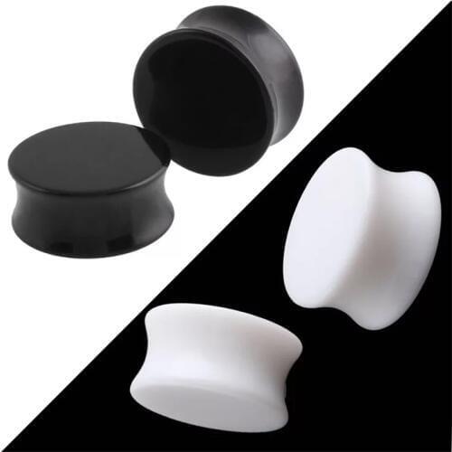 2pcs Ear Expansion black/white Ear Plug Acrylic Solid Tunnel Ear Stretcher Expander Gauges Body Piercing Jewelry Summer Style