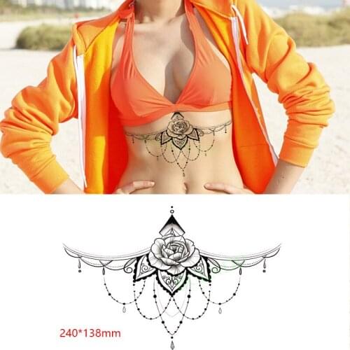Waterproof Temporary Tattoo Sticker Butterfly flowers waist chest on back tatto breast flash tatoo fake tattoos for women