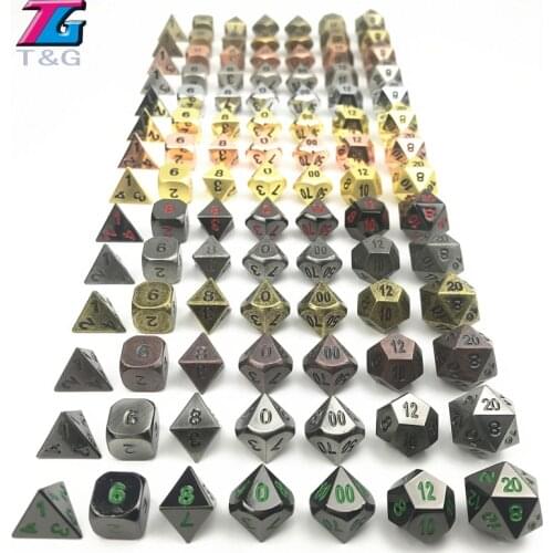 TOP Quality NEW Metal 7 Dice set d4 d6 d8 d10 d% d12 d20 for Board Game Rpg Dados juegos de mesa dnd dice