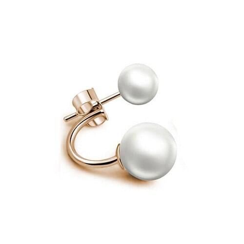 1 Pair Women Fashion Double Faux Pearls Ear Studs Lovely Jewelry