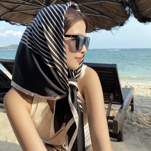 90*90cm women luxury scarf quality shawl silk fashion scarf headscarf beach sunscreen bag headscarf scarf foulard Muslim hijab