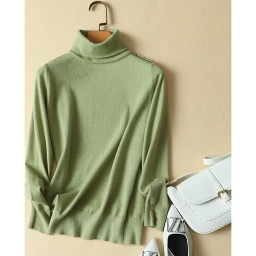 Turtleneck Women Sweater Solid Elastic Slim Lady Elegant Pulls Fashion All Match Long-Sleeved Tops