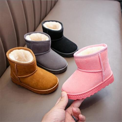 2021 Winter New Childrens Cartoon Boots Girls Snow Boots Boys Cotton Shoes Plus Velvet Baby Shoes Boots Pink Brown Red