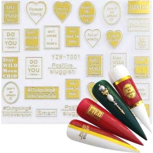 YZWLE 1 PC Nail Sticker Gold Flower/Love Vine Diamond Necklace Gel Polish Slider Accessories Nail Art Decals