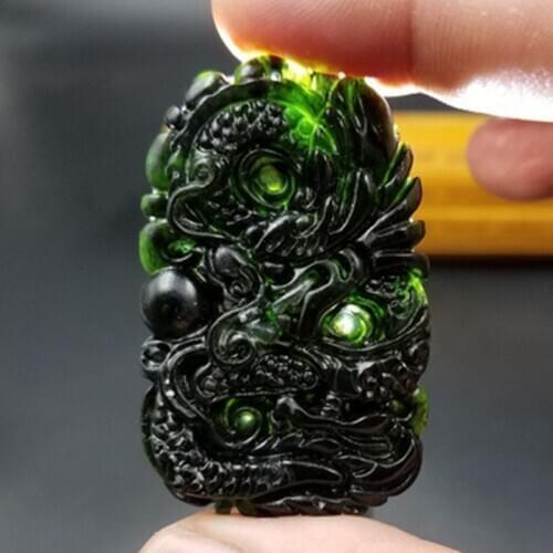 100% Natural Black-green Jade Dragon Pendant Jewelry Mens and Womens Fine Jewelry Black-green Jade Dragon Brand Pendant